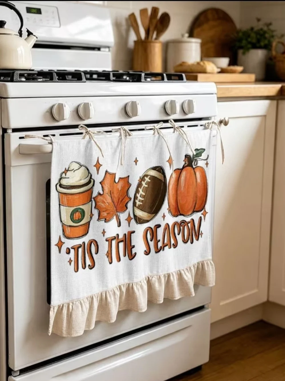Tis The Season Fall Kitchen Towel - Orange Accent